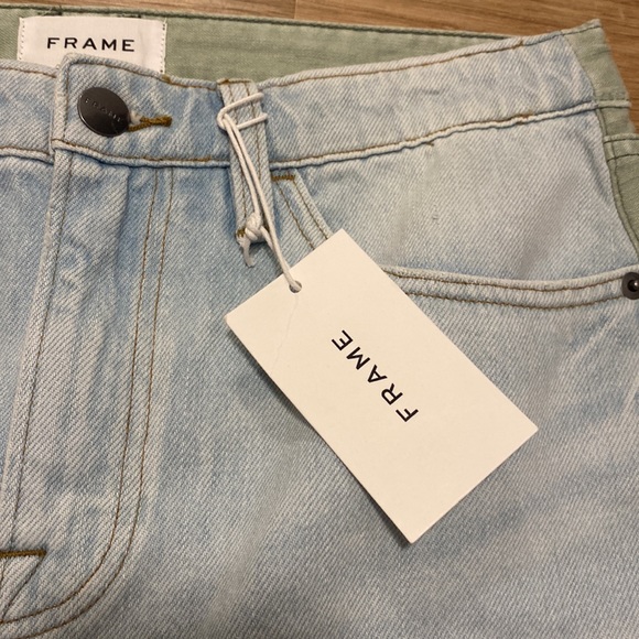 FRAME Denim and Light Green Khaki Two Tone Skirt - Picture 2 of 6